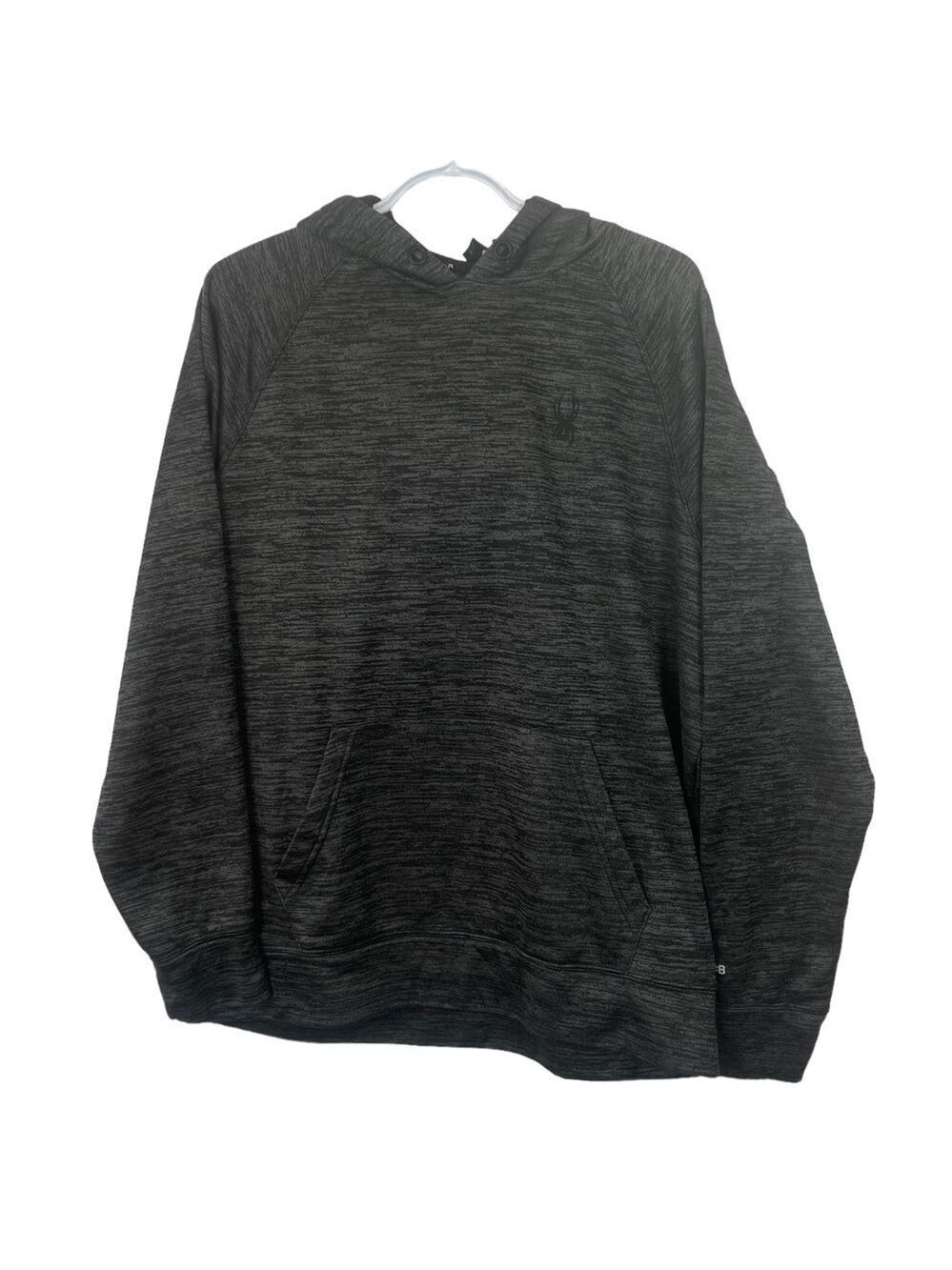 spyder Men's Large Grey Heathered Long Sleeved Hooded Pullover Sweatshirt Large